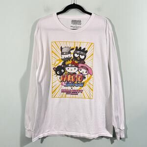Naruto X Sanrio Hello Kitty White Long Sleeve Graphics Tee Size M/L
